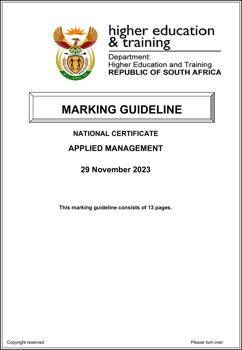 N30 Applied Management N5 MEMO Nov 2023 preview