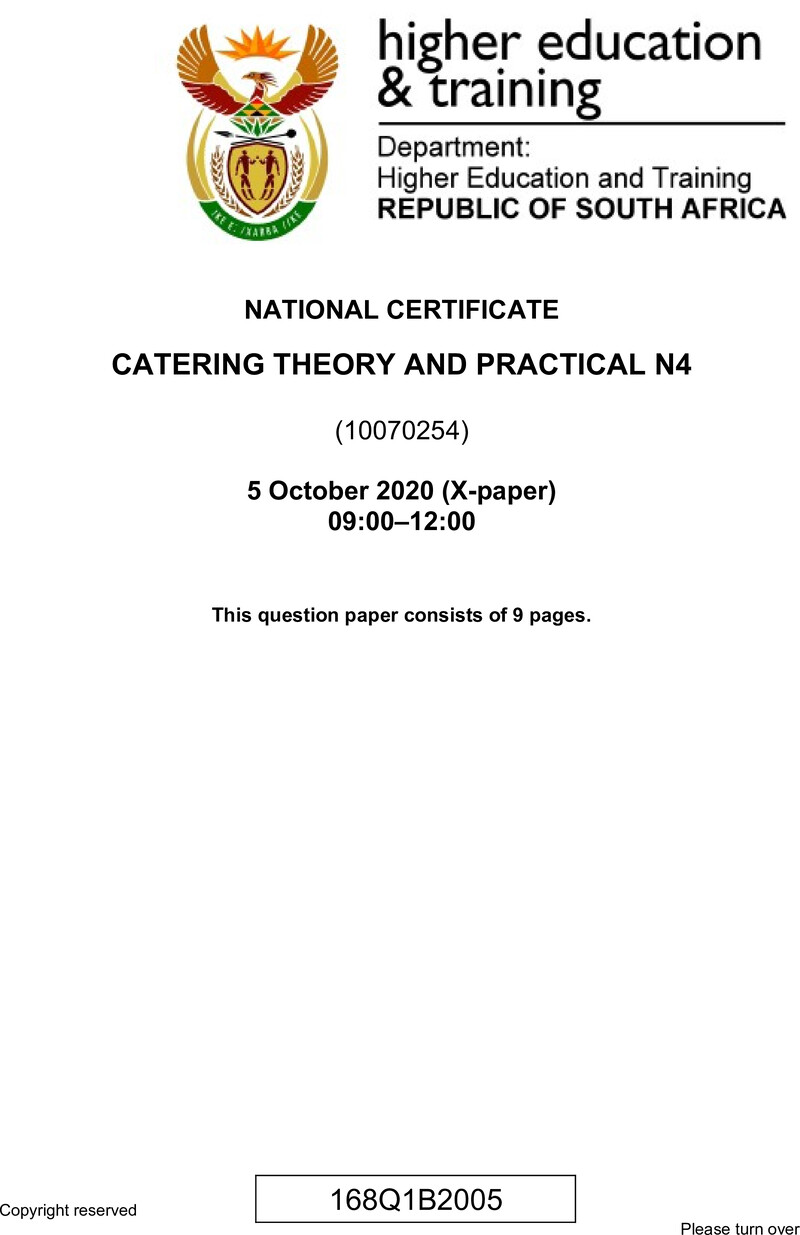 N80 Catering Theory And Pratical N4 QP June 2020 preview