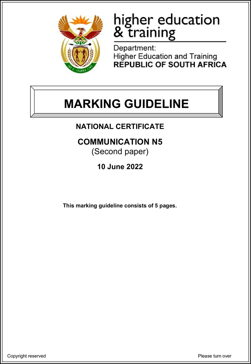 Communication N5 P2 Memo June 2022