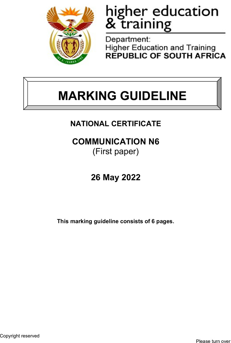 Communication N6 P1 Memo June 2022