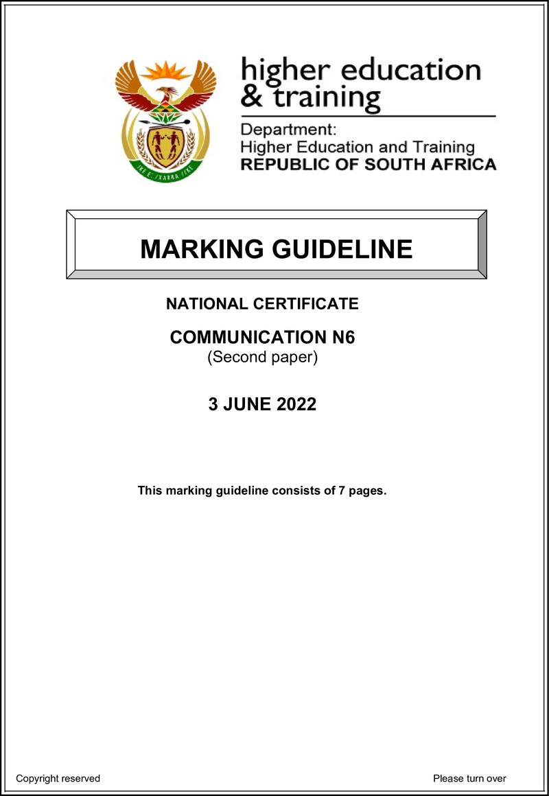 Communication N6 P2 Memo June 2022