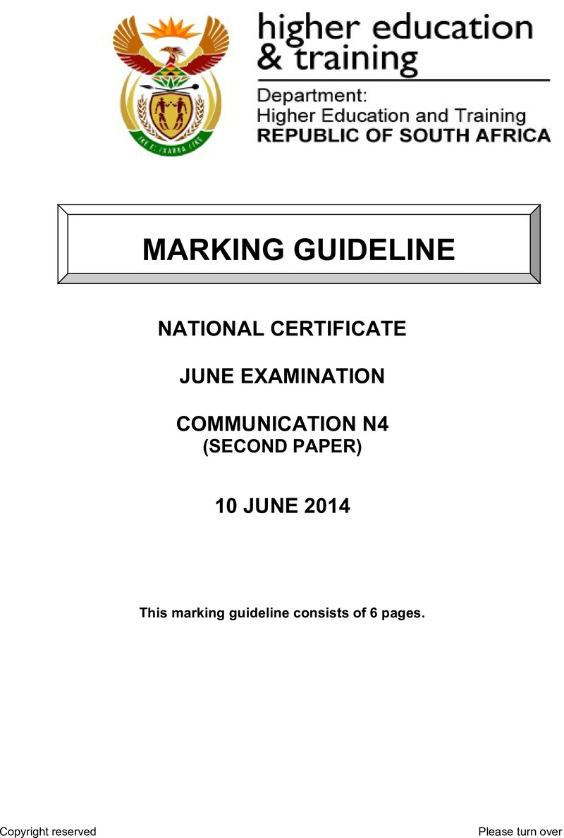 Communication N4 Paper 2 Memo June 2014