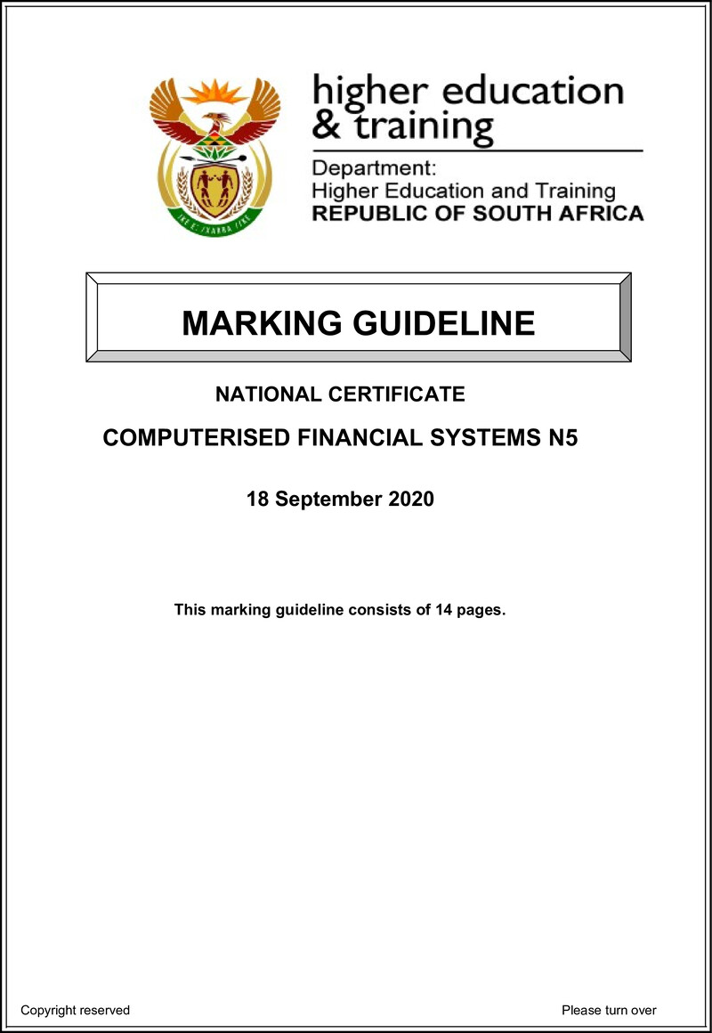 Computerised Financial Systems N5 Memo June 2020