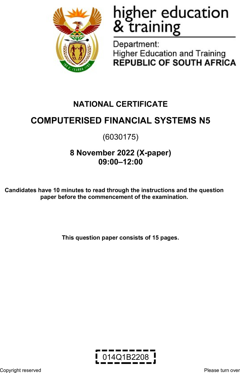Computerised Financial Systems N5 Nov QP 2022 Edited Fopma