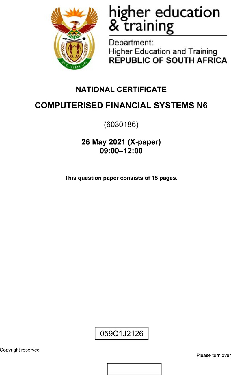 N260 Computerised Financial Systems N6 QP Nov 2021