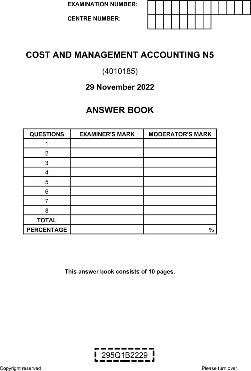 Cost And Management Accounting N5 Nov Answer Book 2022 Edited