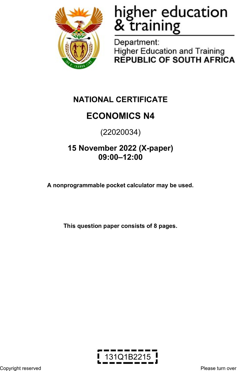 Economics N4 QP Nov 2022
