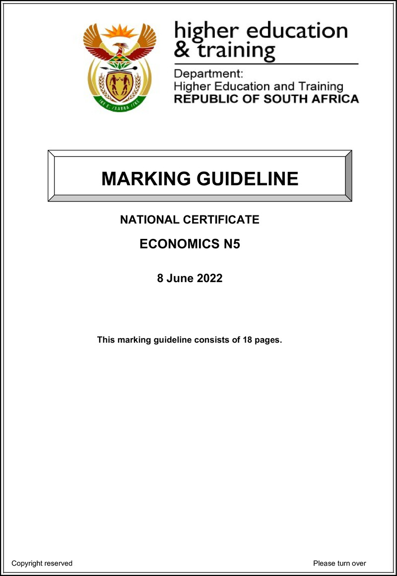 Economics N5 June Memo 2022