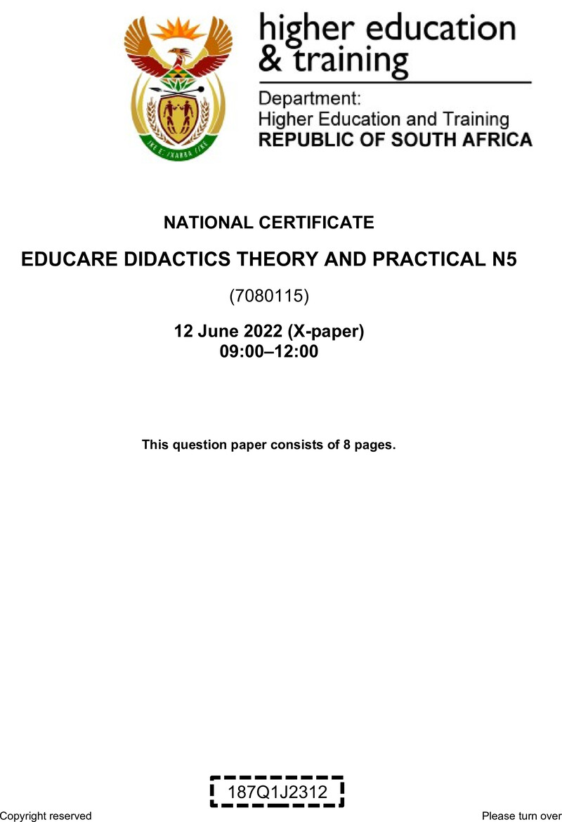 Educare Didactics Theory And Practical N5 QP June 2023