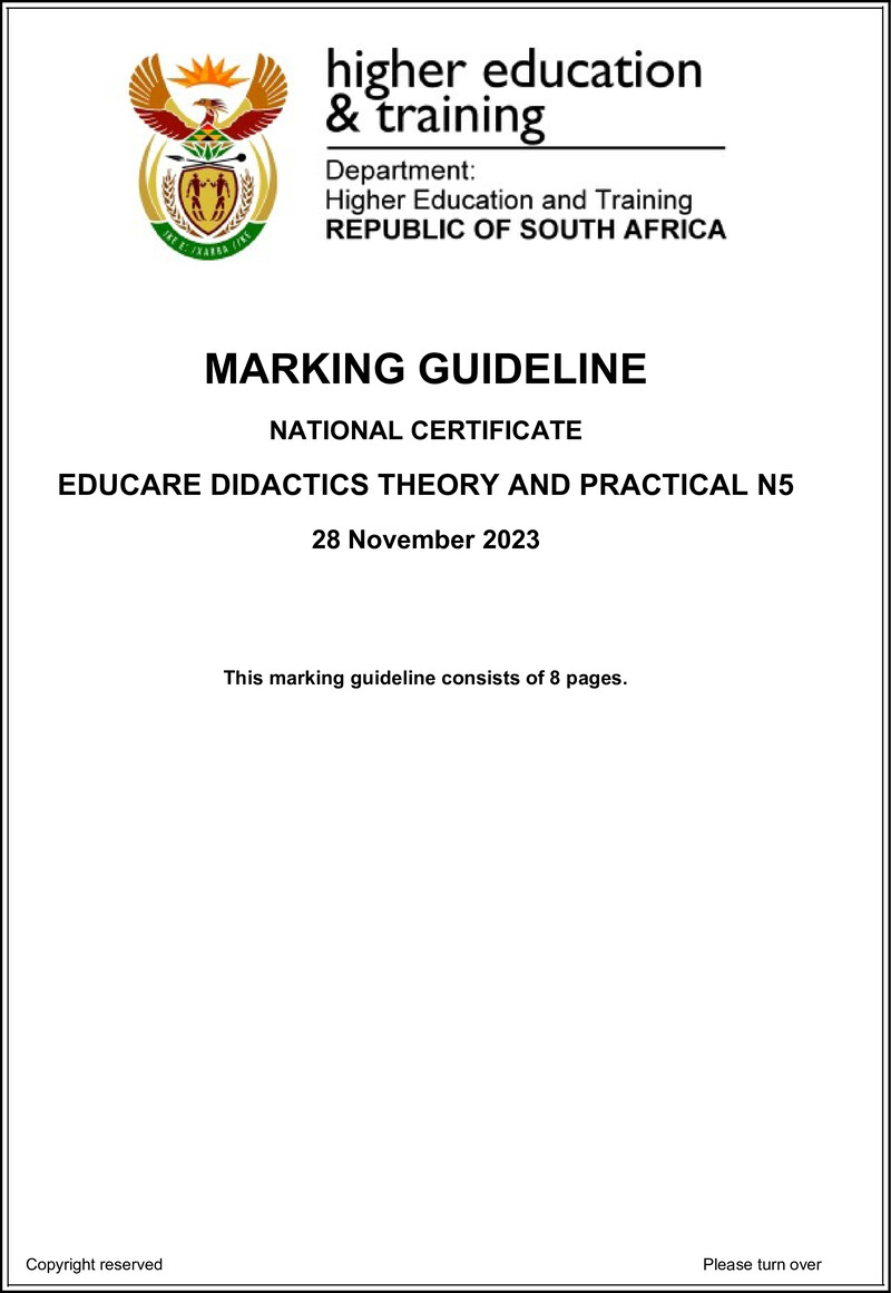 N390 Educare Didatics Theory And Practical N5 Memo Nov 2023