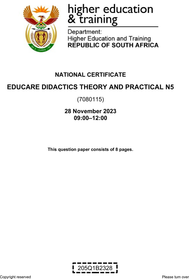 N390 Educare Didactics Theory And Practical N5 QP Nov 2023
