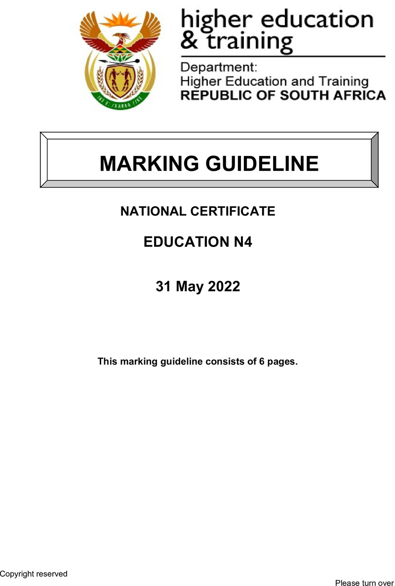 Education N4 Memo June 2022