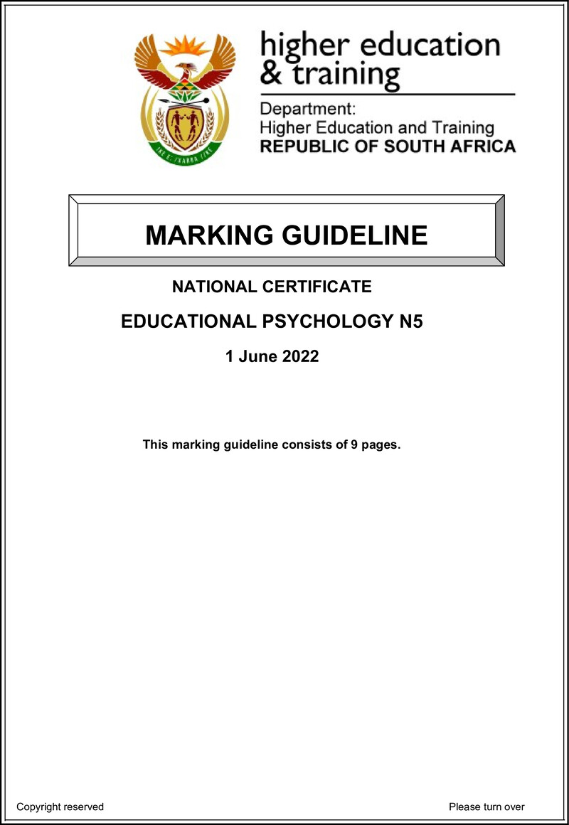 Educational Psychology N5 Memo June 2022