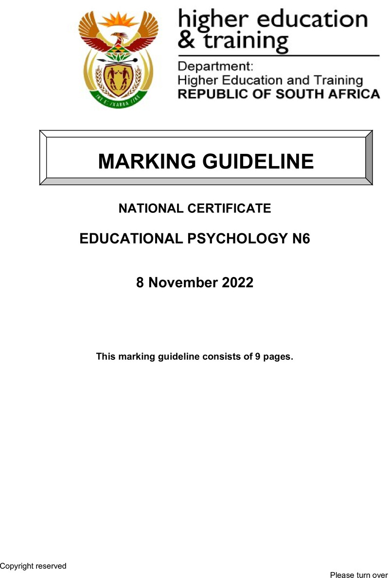 Educational Psychology N6 Memo Nov 2022 Edited