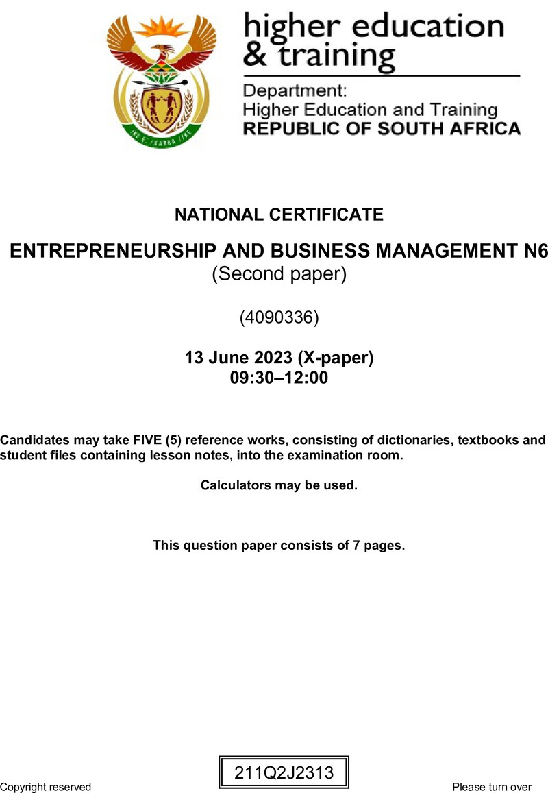 Entrepreneurship And Business Management N6 P2 June QP 2023 Edited Gerber