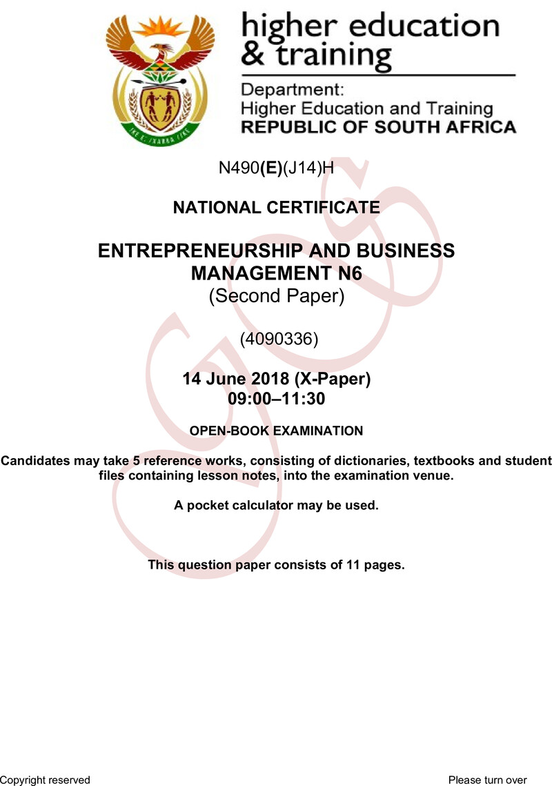 N490 Entrepreneurship And Business Management N6 P2 June QP 2018 Adall