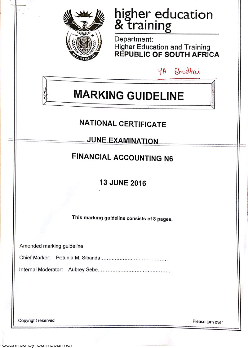 Financial Accounting N6 June 2016 Memo