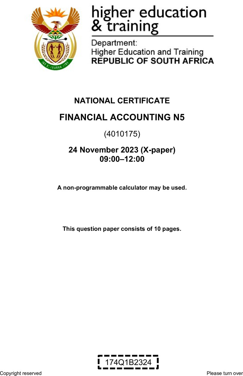 N560 Financial Accounting N5 QP Nov 2023 Elsa