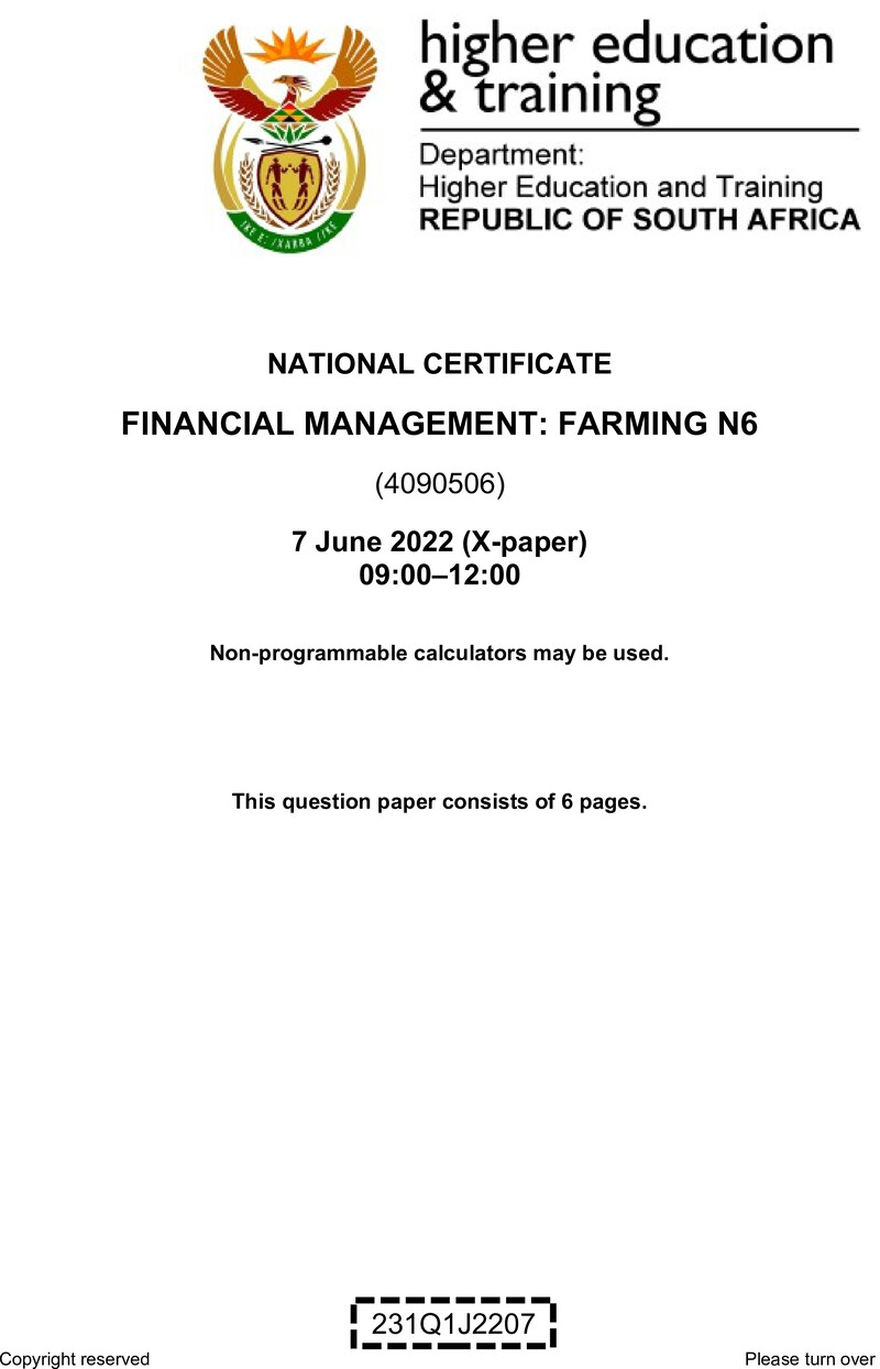 Management Farming N6 QP Jun 2022 Van Zyl S preview