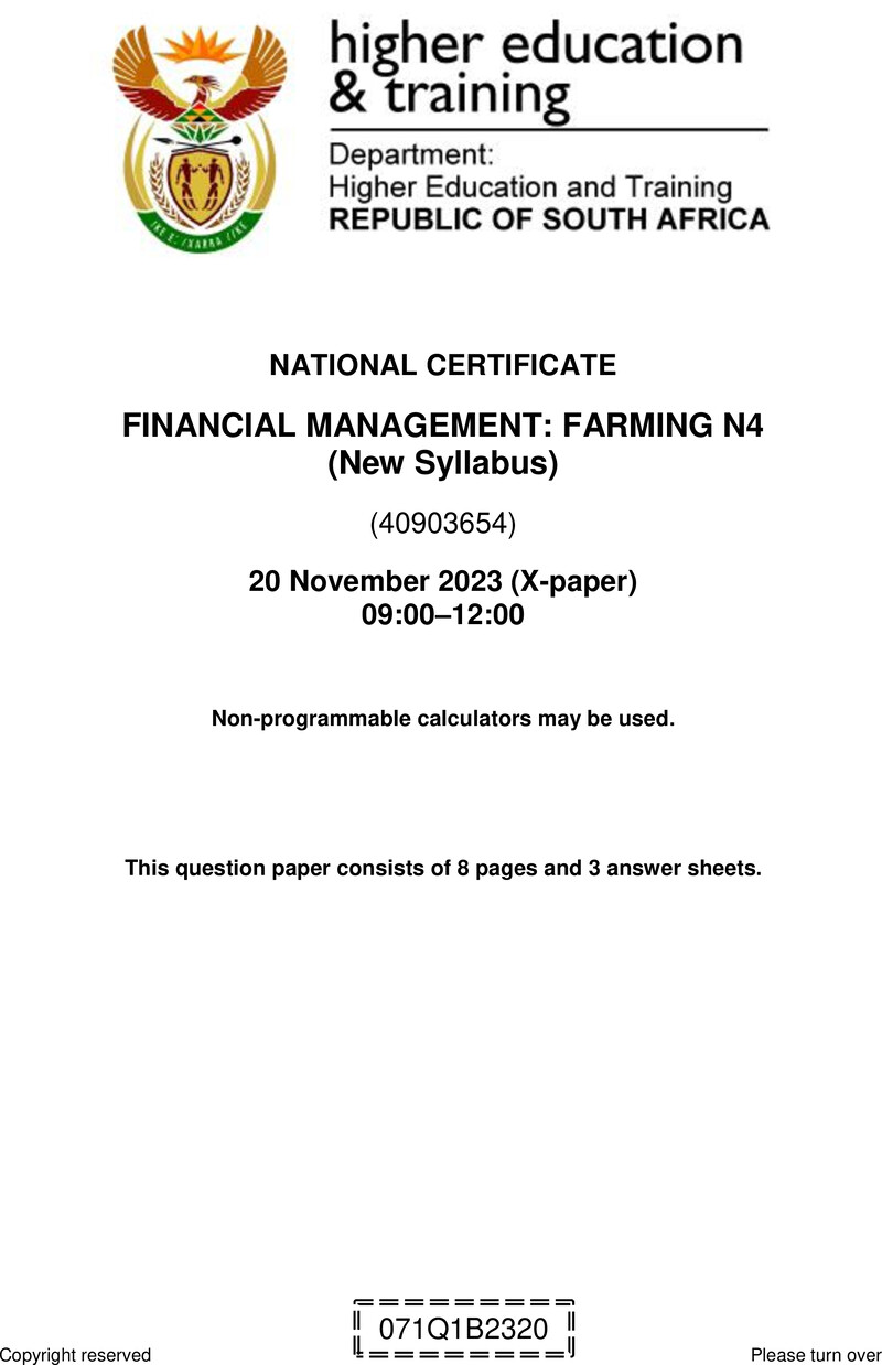N580 Financial Management Farming N4 QP New Nov 2023