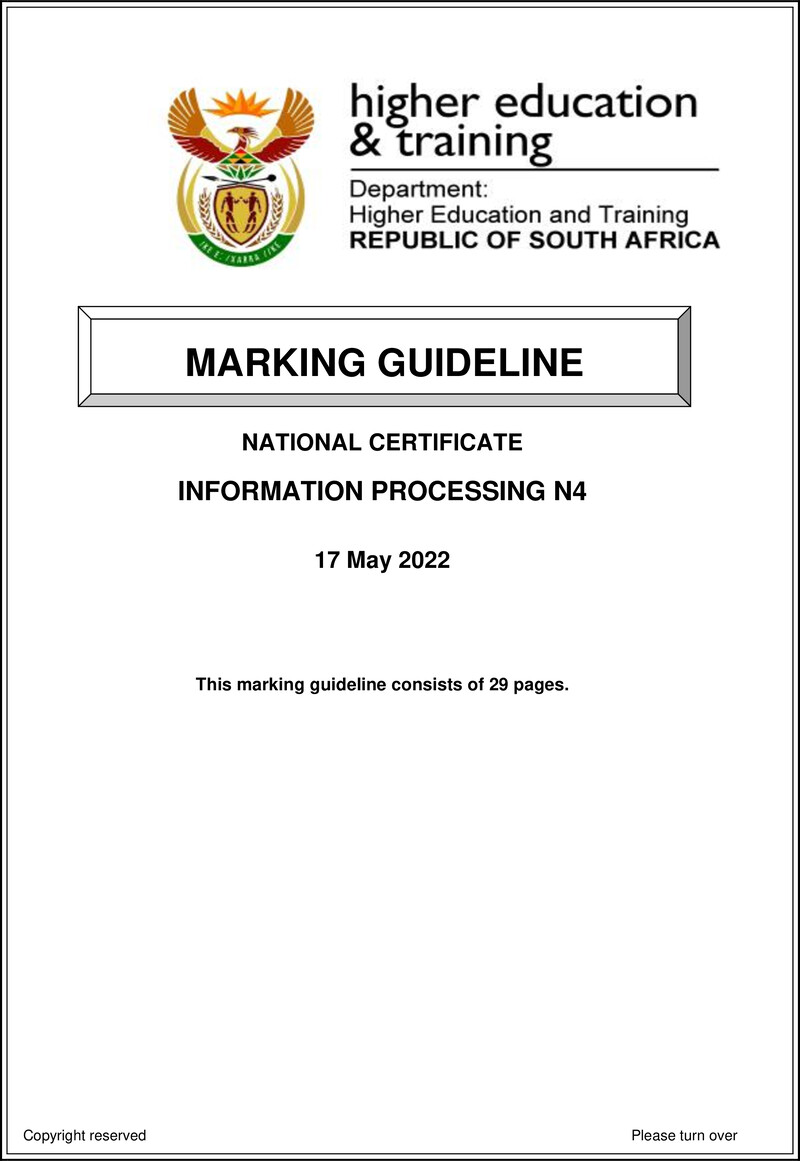 Information Processing N4 Memo June 2022