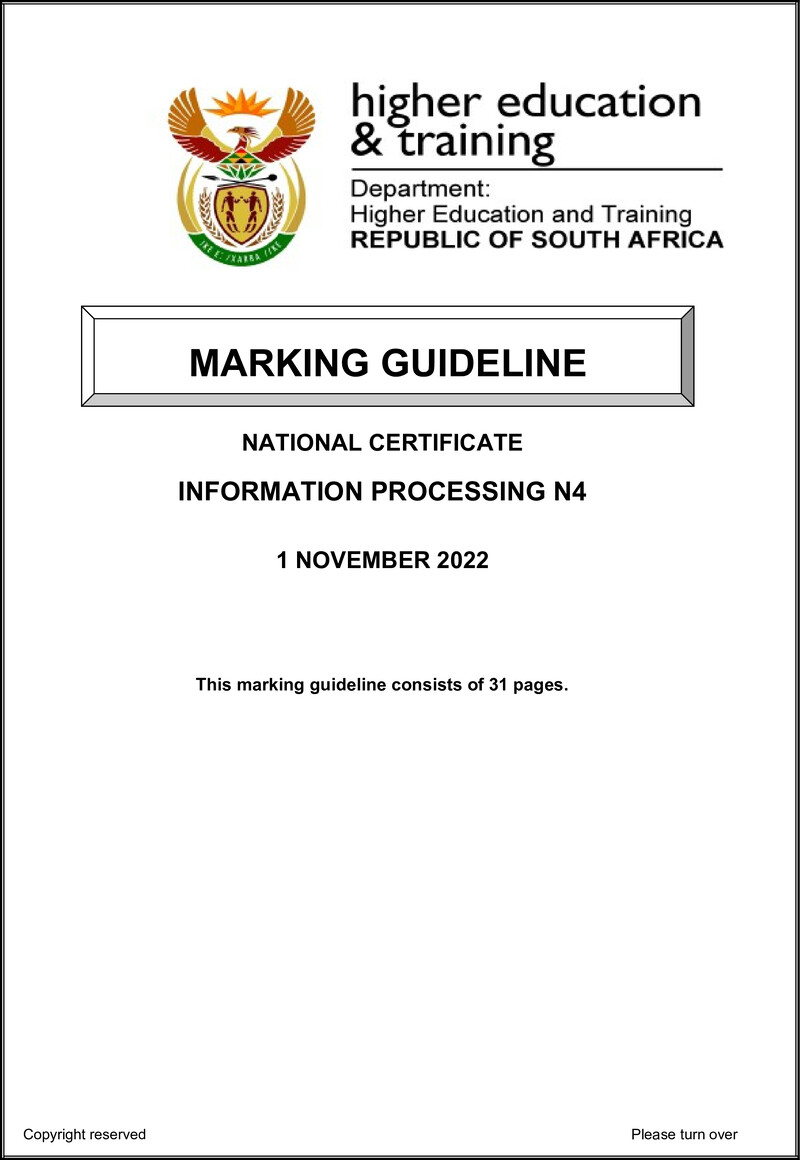 Information Processing N4 Memo Nov 2022
