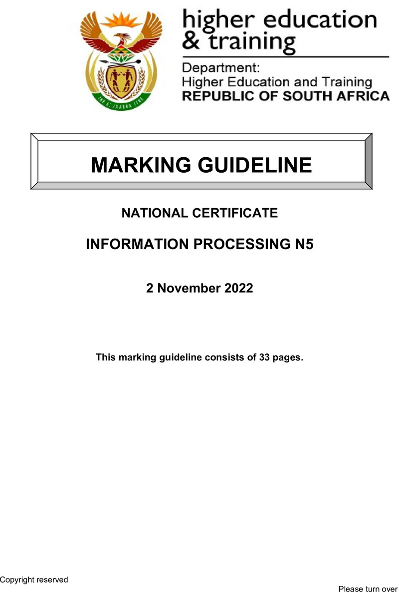 Information Processing N5 Memo Nov 2022