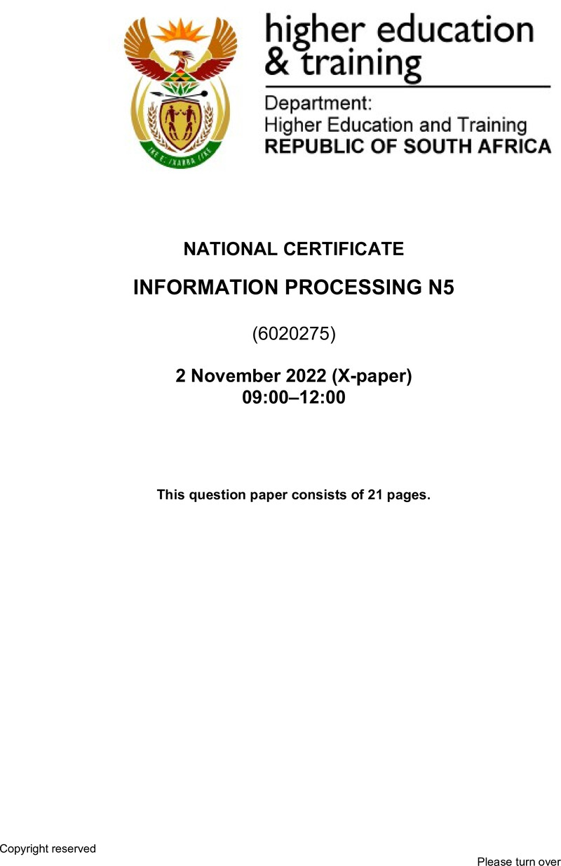 Information Processing N5 QP Nov 2022