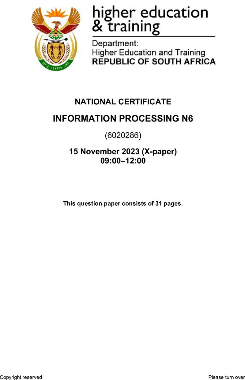 N690 Information Processsing N6 QP Nov 2023