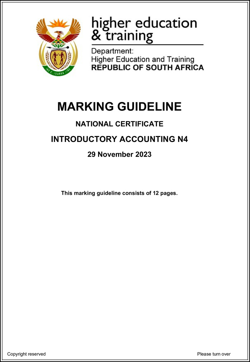 N740 Introductory Accounting N4 Nov Memo 2023 Edited
