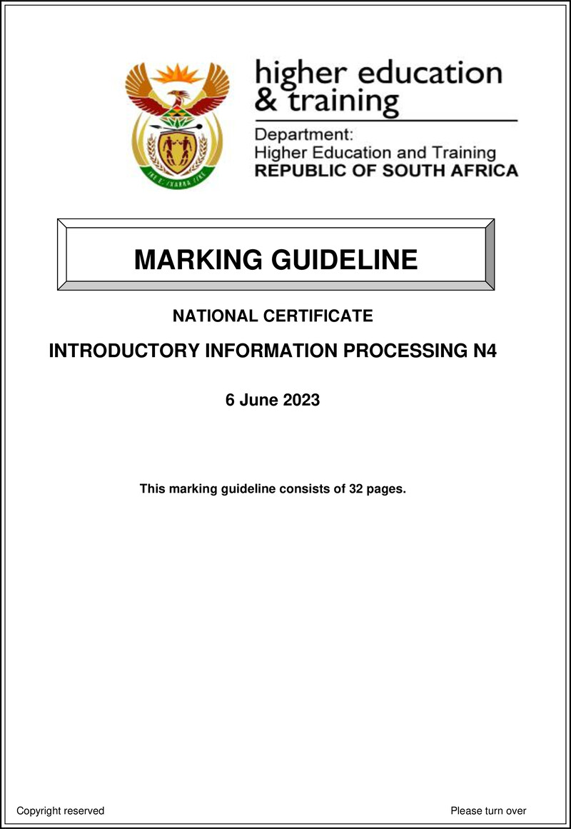 Intro Information Processing N4 Memo June 2023