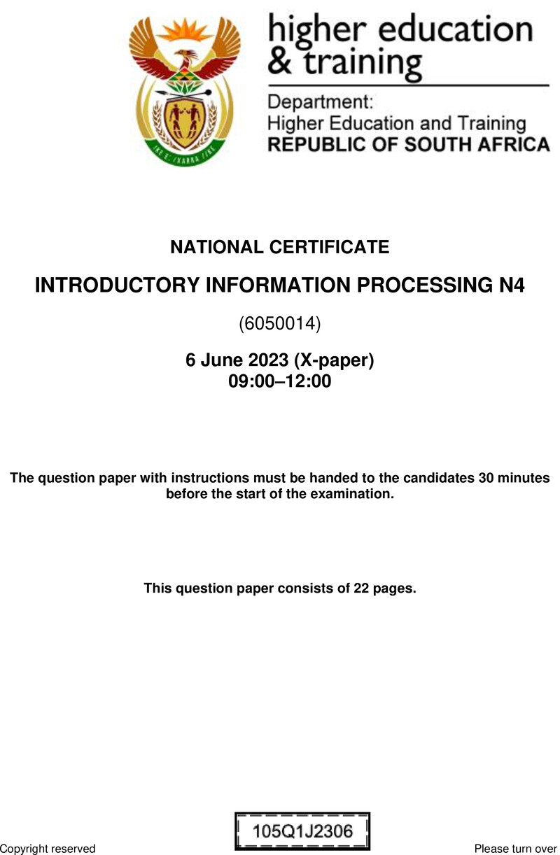 Intro Information Processing N4 QP June 2023