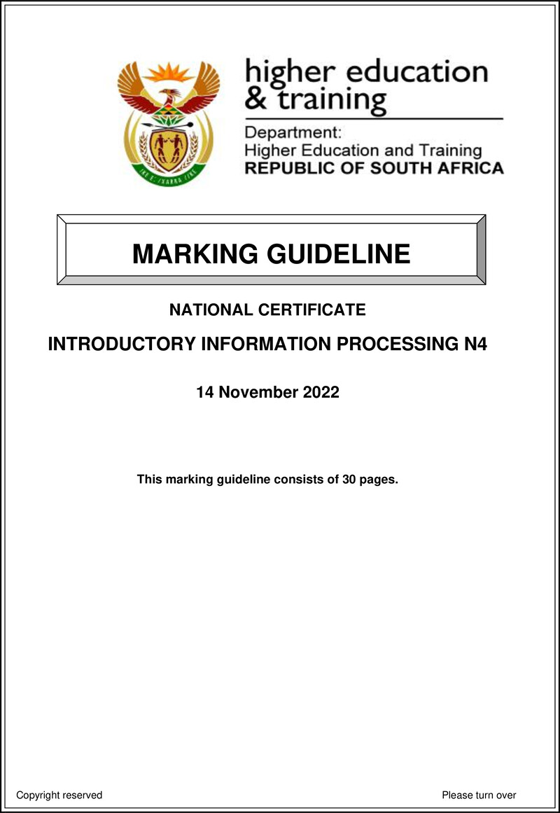 Introductory Information Processing N4 Memo Nov 2022