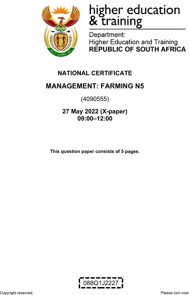 Farming N5 QP June 2022 Moller preview