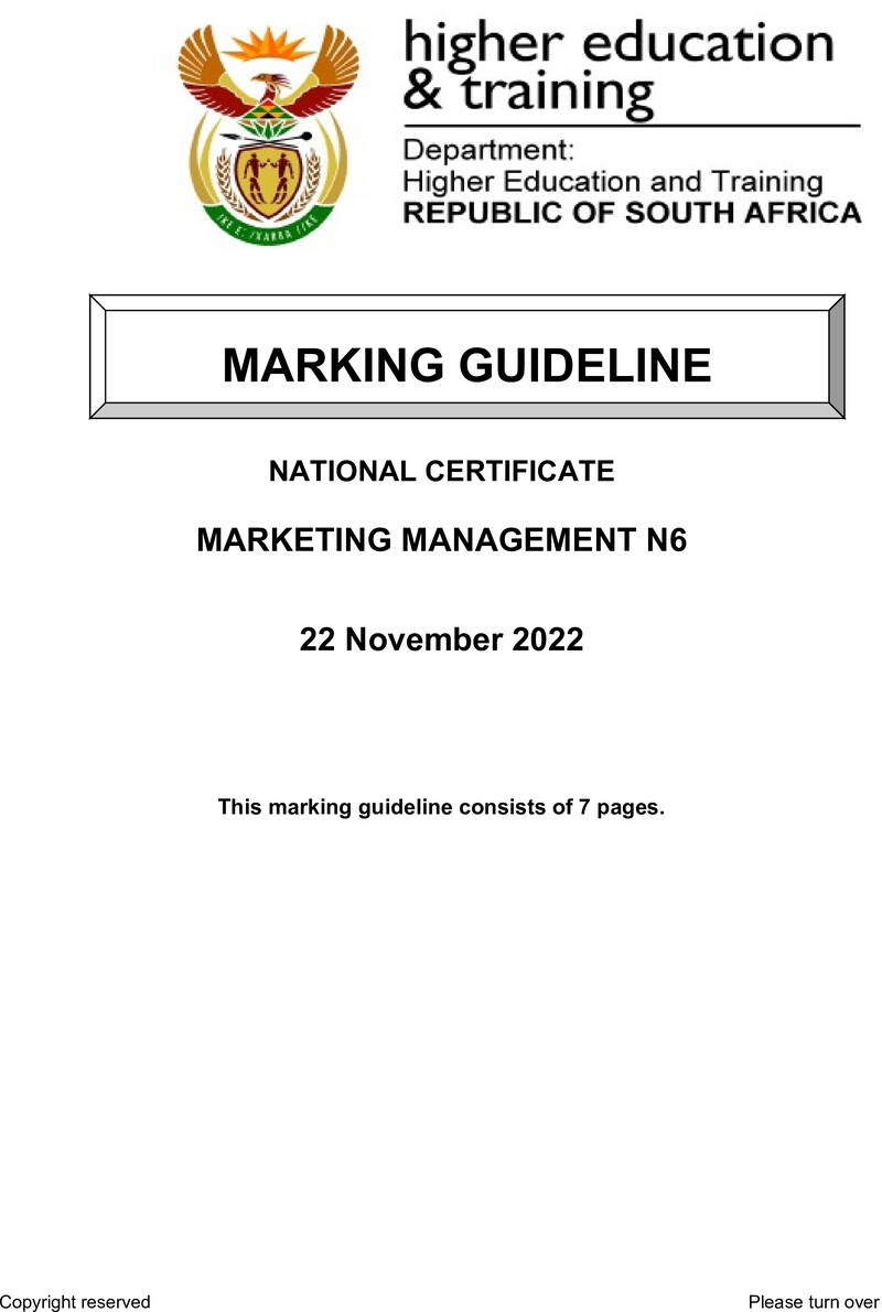 Marketing Management N6 Memo Nov 2022 Edited