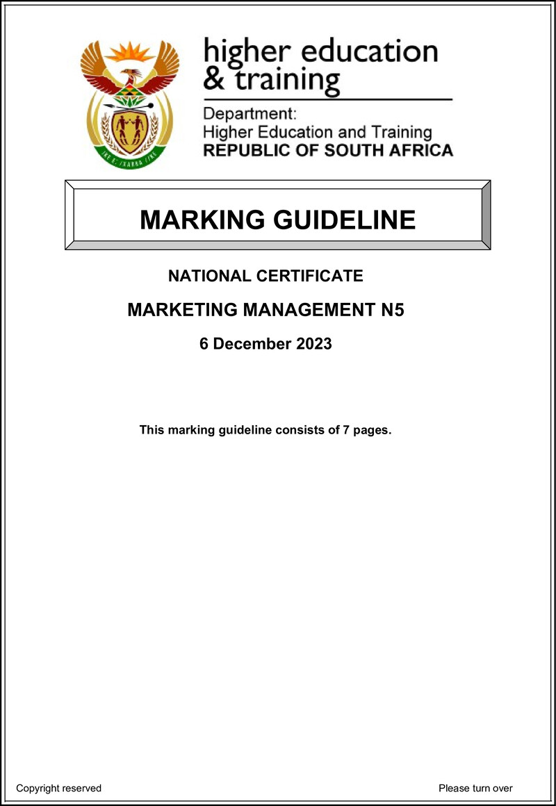 N1080 Marketing Management N5 Memo Nov 2023 Edited