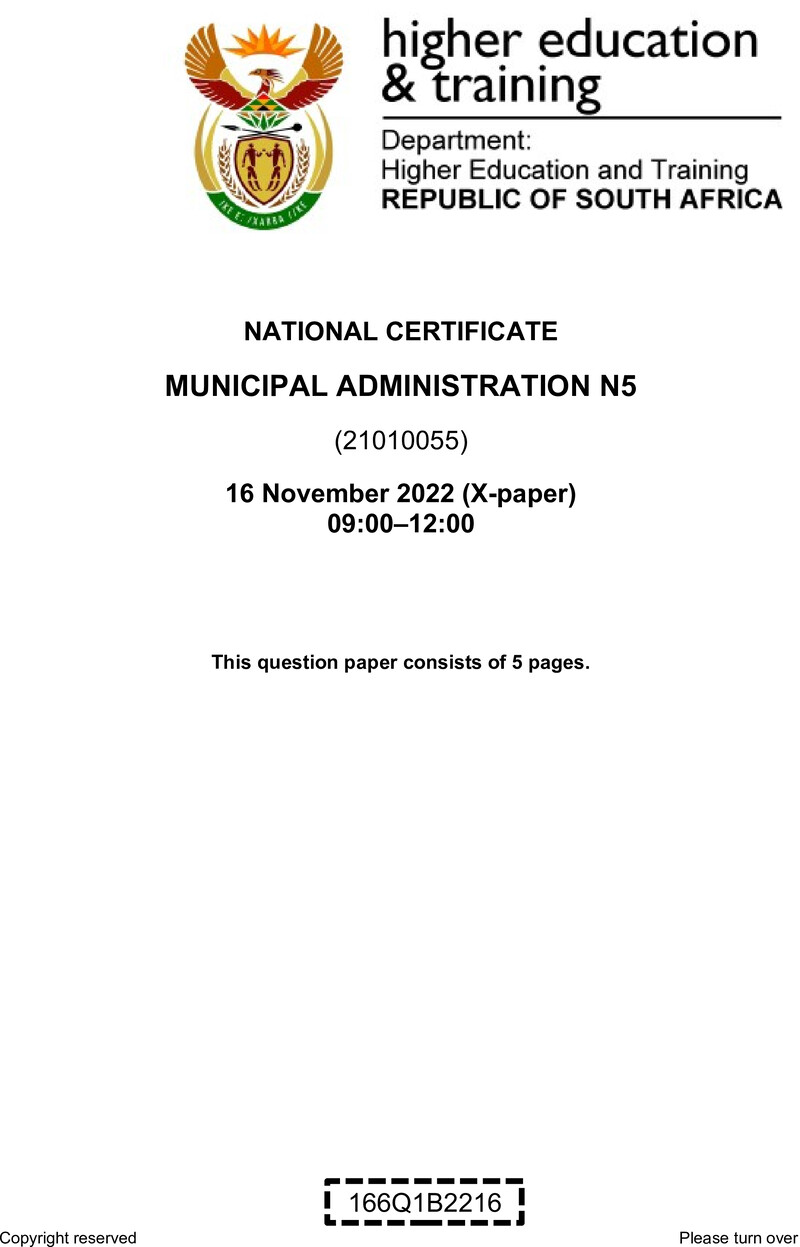 Administration N5 QP Nov 2022 Van Zyl S preview