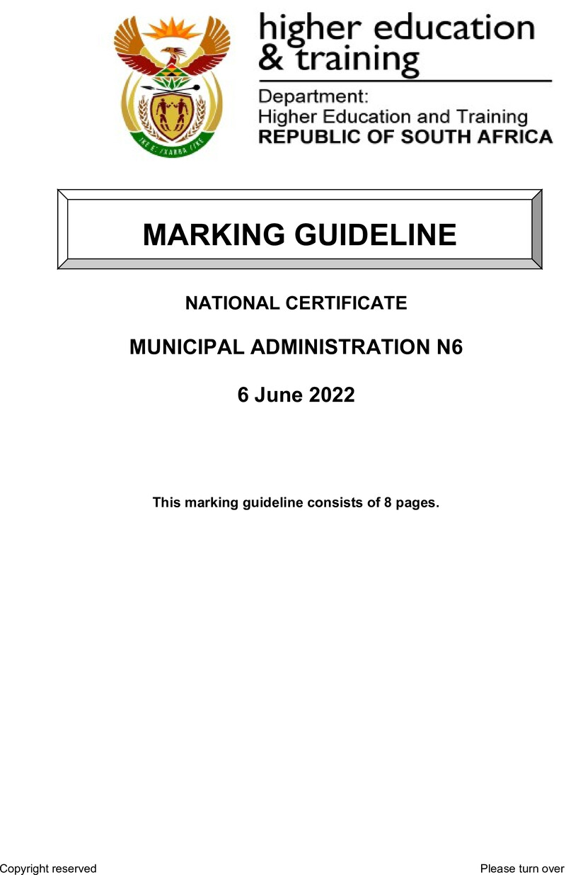 Municipal Administration N6 June Memo 2022 Edited