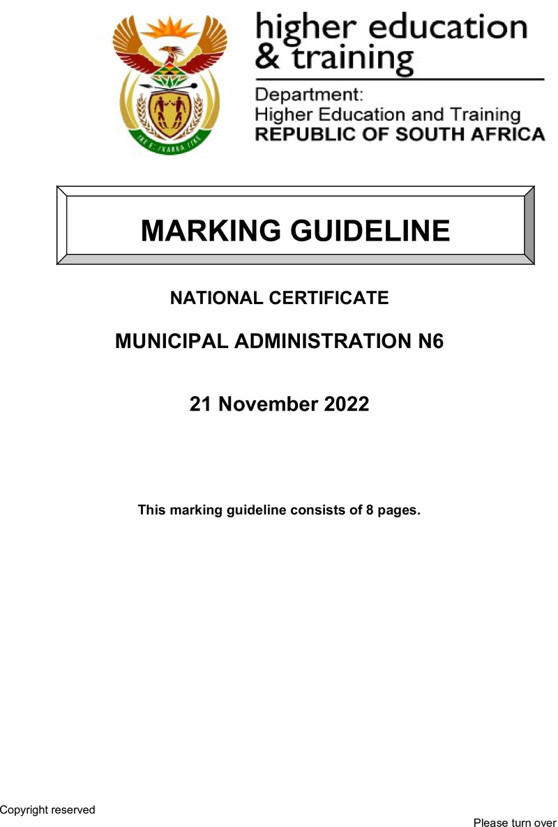 Municipal Administration N6 Memo Nov 2022 Edit