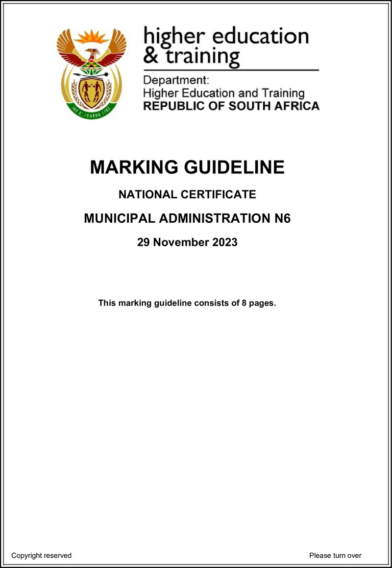 Municipal Administration N6 MEMO Nov 2023 preview