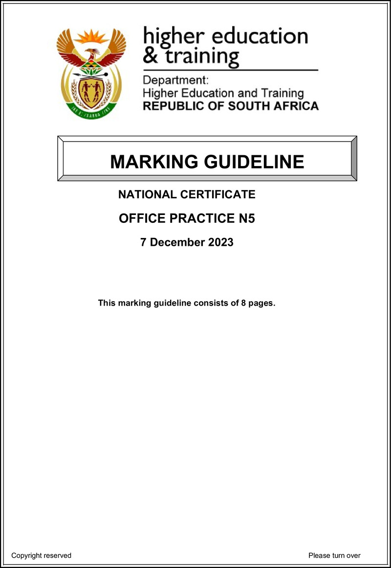 N1250 Office Practice N5 Nov Memo 2023 Edited