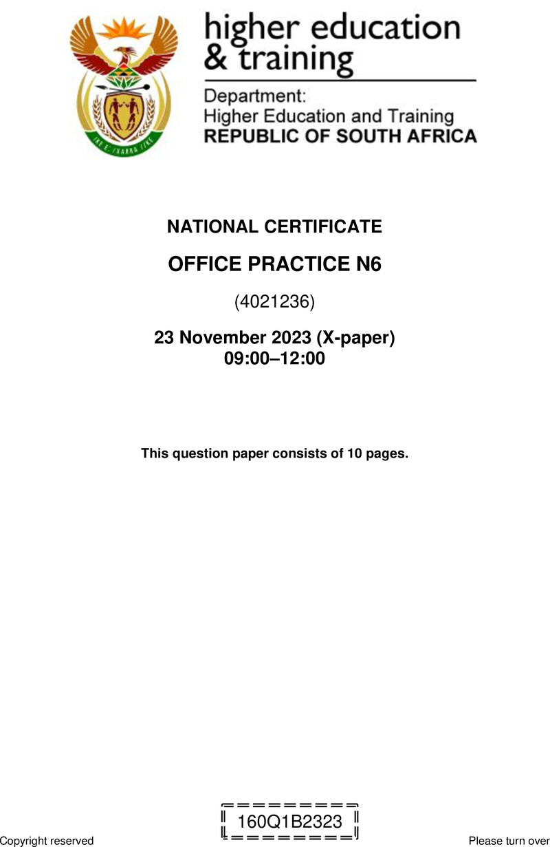 N1260 Office Practice N6 QP Nov 2023