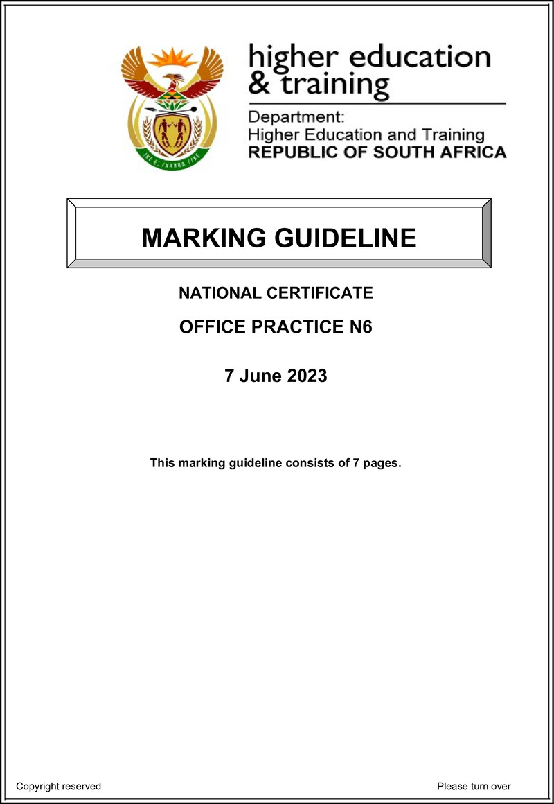 Office Practice N6 June Memo 2023 Edit