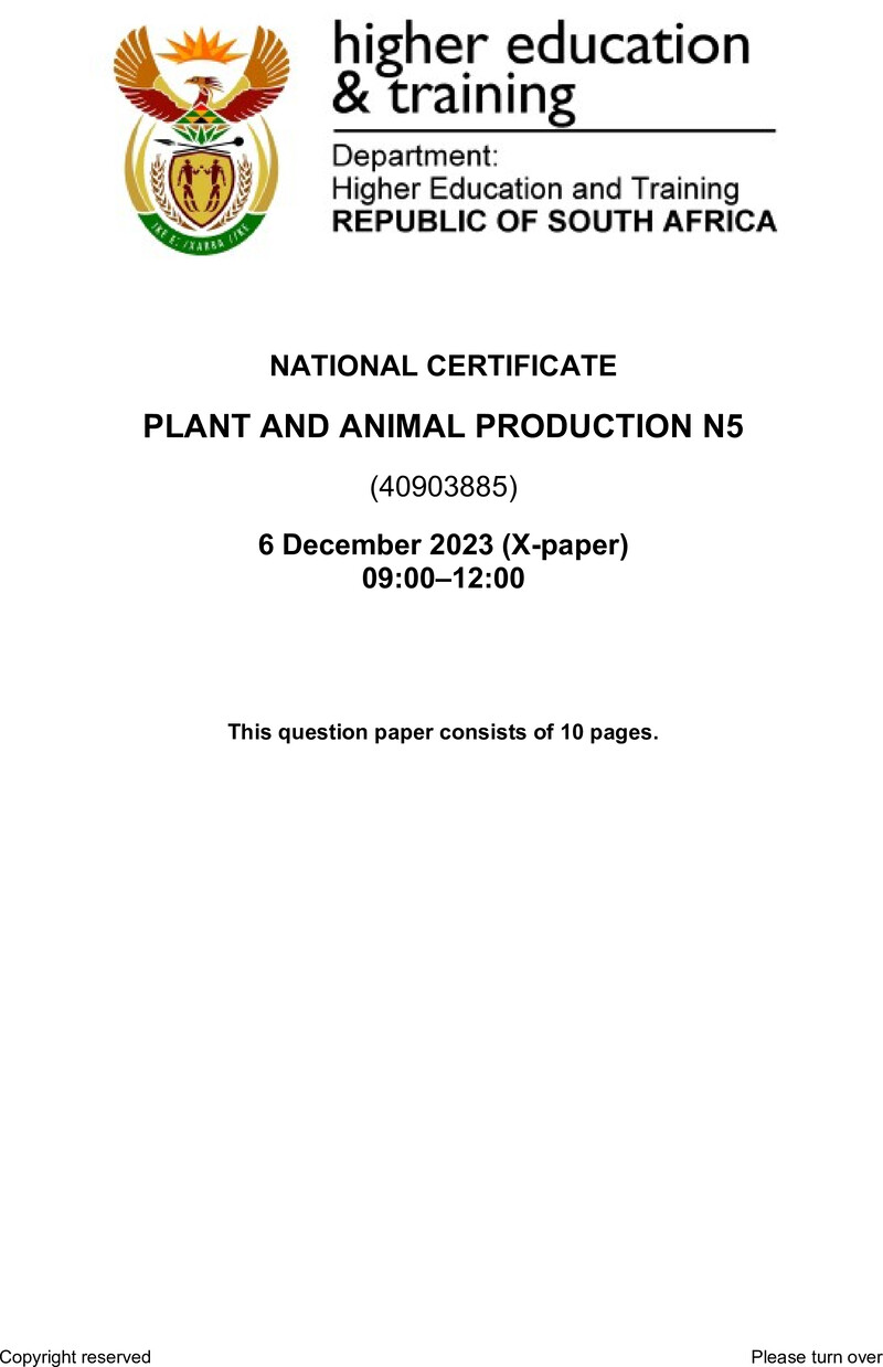N000 Plant And Animal Production N5 QP Nov 2023 Watson