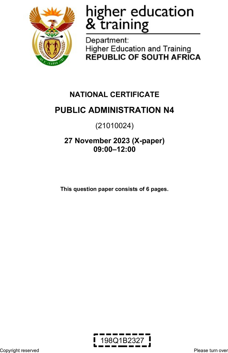 N1350 Public Administration N4 QP Nov 2023 Edit