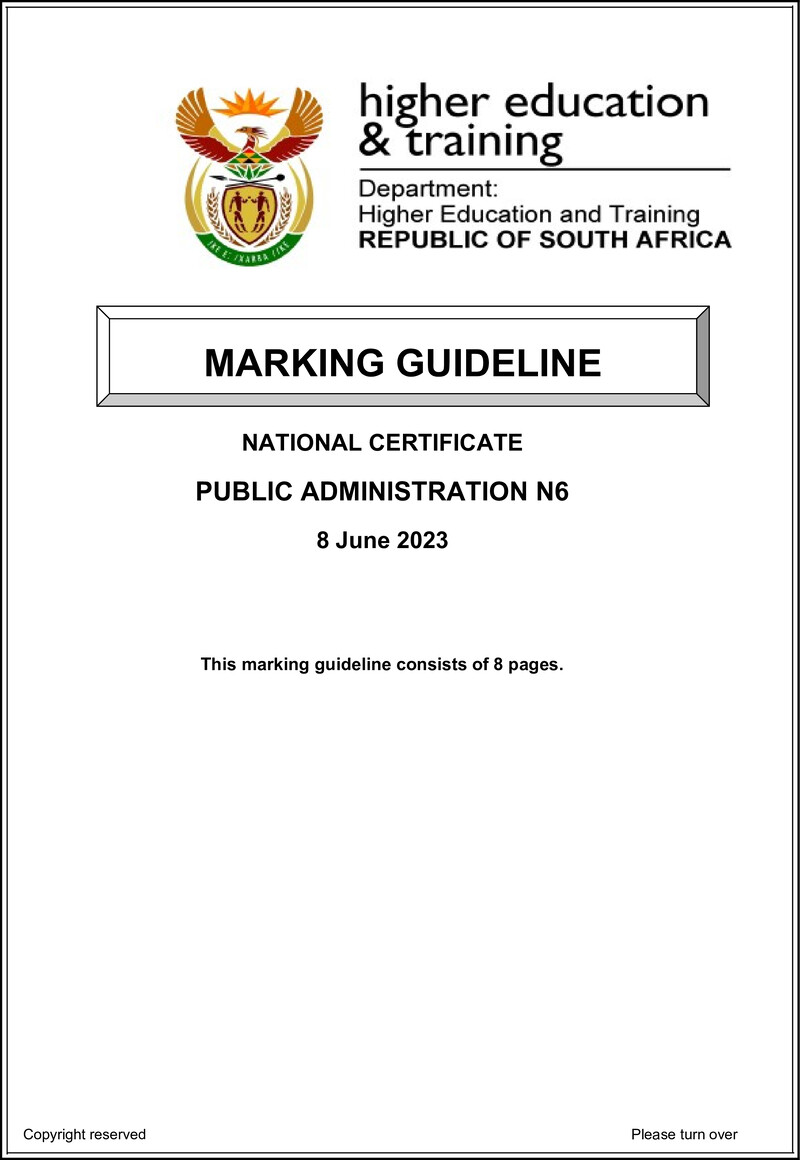 Public Administration N6 Memo June 2023