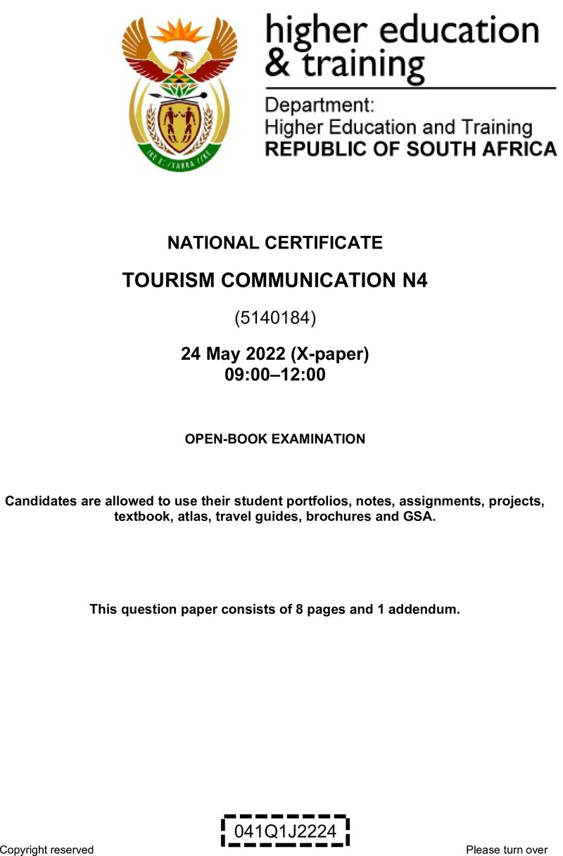 Tourism Communication N4 QP June 2022 Edited Fopma