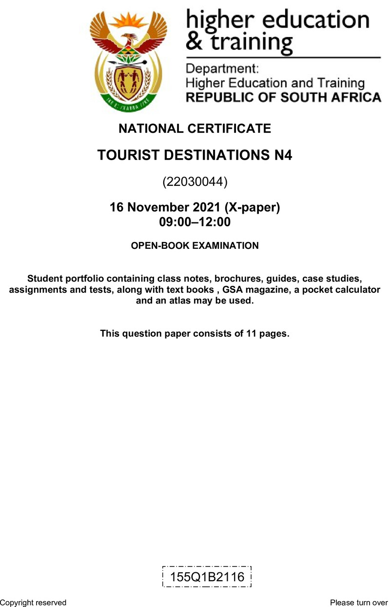 Tourist Destinations N4 QP Nov 2021