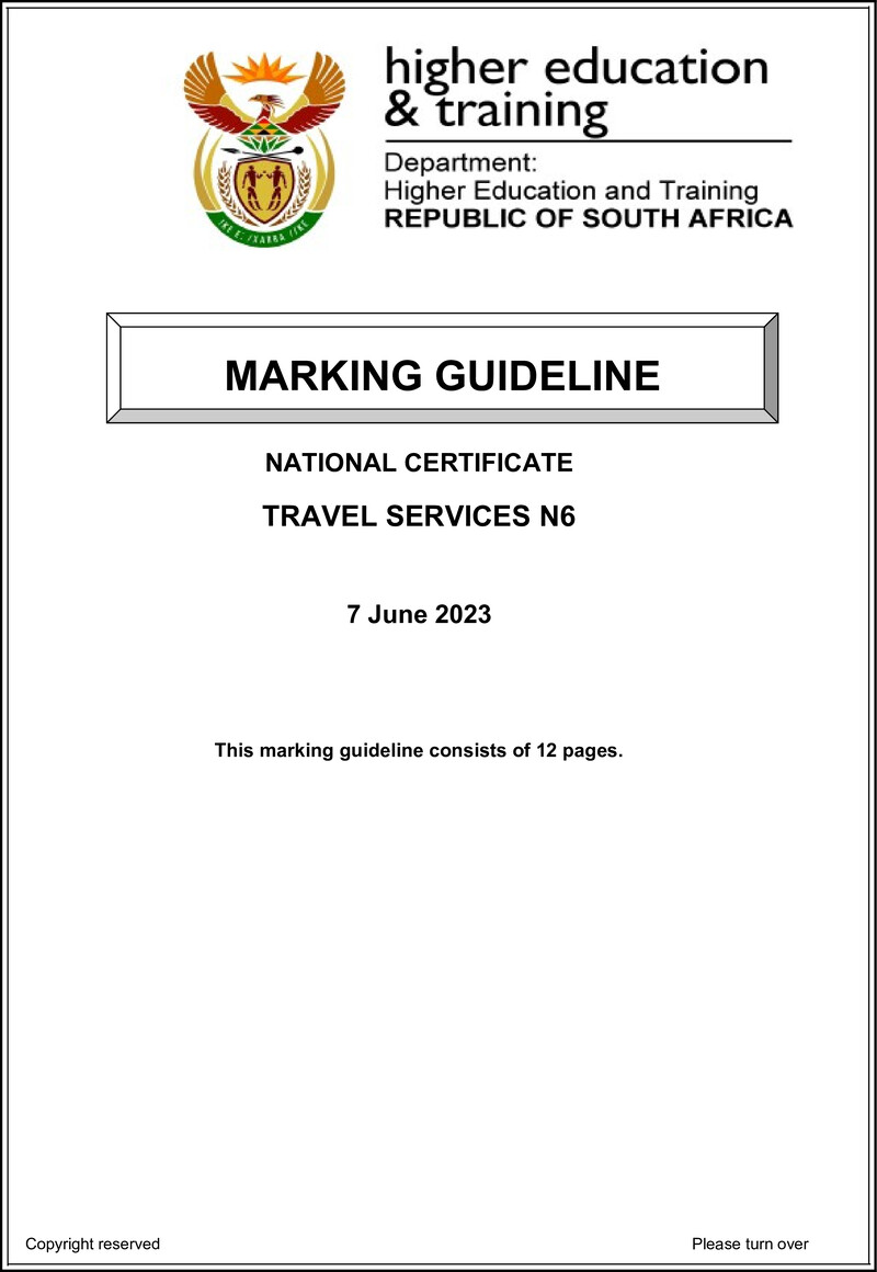 Travel Services N6 June Memo 2023 Edited