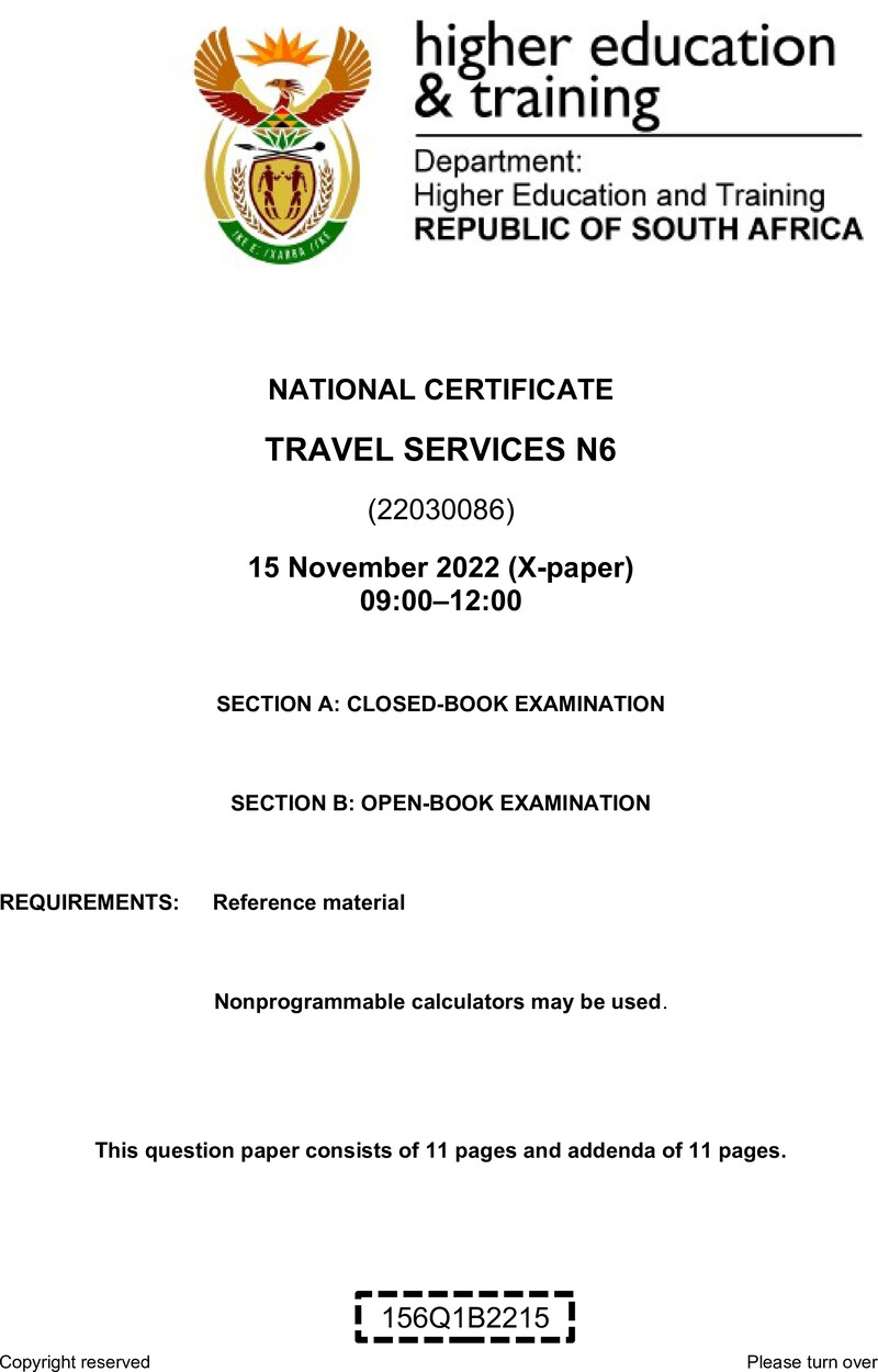 Travel Services N6 QP Nov 2022 Edited Fopma